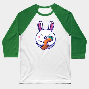 Cute Rabbit Holding Carrot Cartoon Baseball T-Shirt
